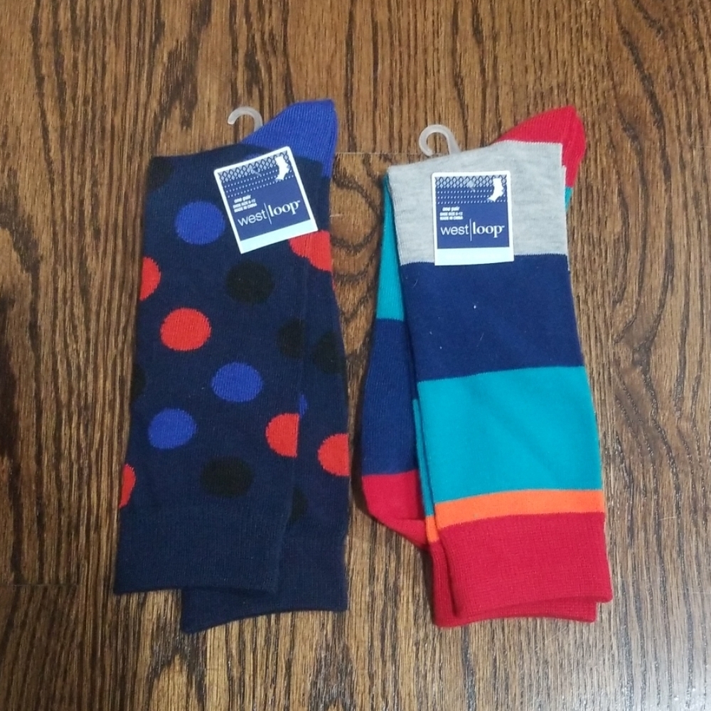 West loop socks 2 pairs multi color